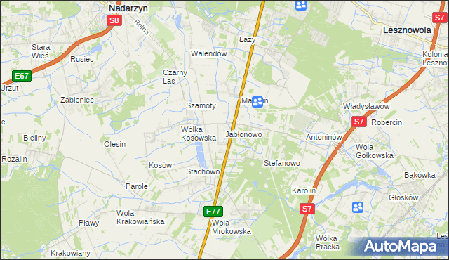 mapa Jabłonowo gmina Lesznowola, Jabłonowo gmina Lesznowola na mapie Targeo