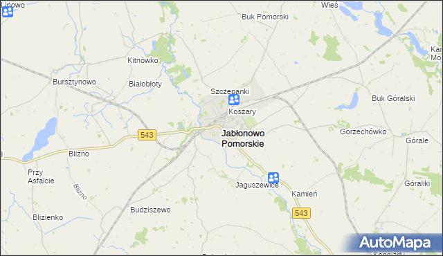 mapa Jabłonowo Pomorskie, Jabłonowo Pomorskie na mapie Targeo