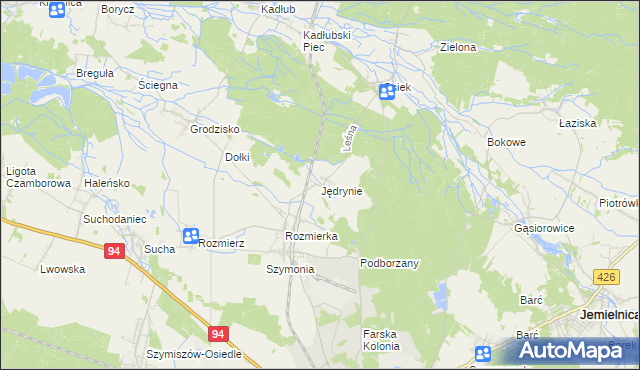 mapa Jędrynie, Jędrynie na mapie Targeo