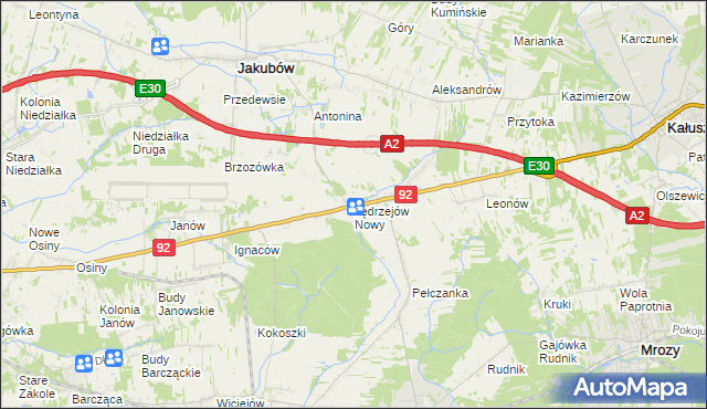 mapa Jędrzejów Nowy, Jędrzejów Nowy na mapie Targeo