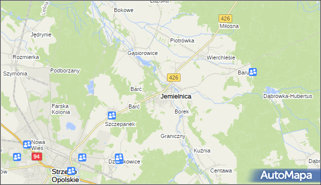 mapa Jemielnica, Jemielnica na mapie Targeo