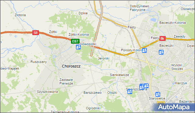 mapa Jeroniki, Jeroniki na mapie Targeo