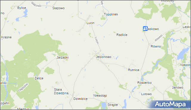 mapa Jesionowo gmina Przelewice, Jesionowo gmina Przelewice na mapie Targeo