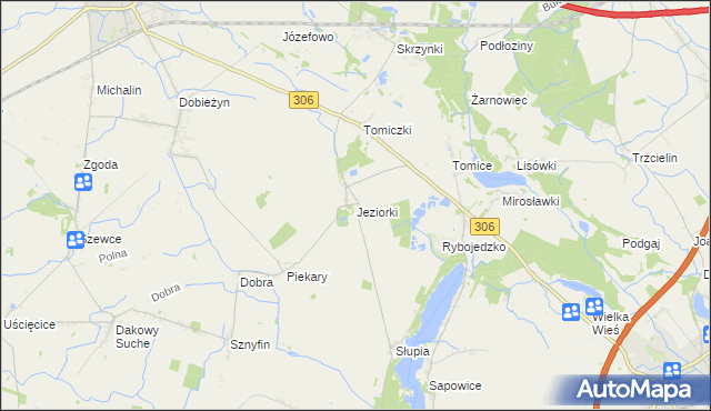 mapa Jeziorki gmina Stęszew, Jeziorki gmina Stęszew na mapie Targeo