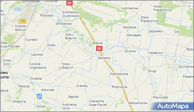 mapa Jeżówka gmina Sochaczew, Jeżówka gmina Sochaczew na mapie Targeo