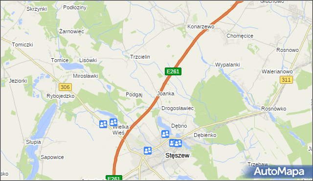 mapa Joanka gmina Dopiewo, Joanka gmina Dopiewo na mapie Targeo