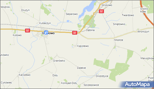 mapa Kąkolewo gmina Granowo, Kąkolewo gmina Granowo na mapie Targeo