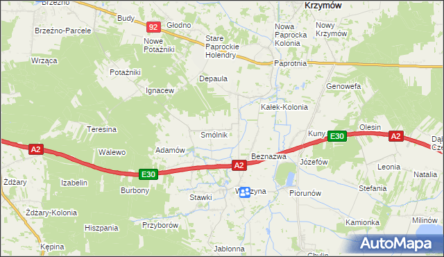 mapa Kałek gmina Krzymów, Kałek gmina Krzymów na mapie Targeo