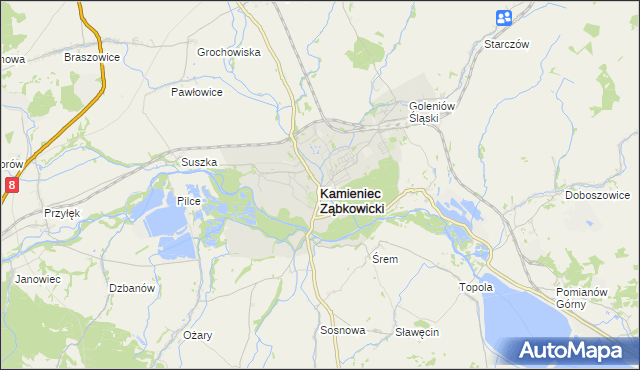 mapa Kamieniec Ząbkowicki, Kamieniec Ząbkowicki na mapie Targeo