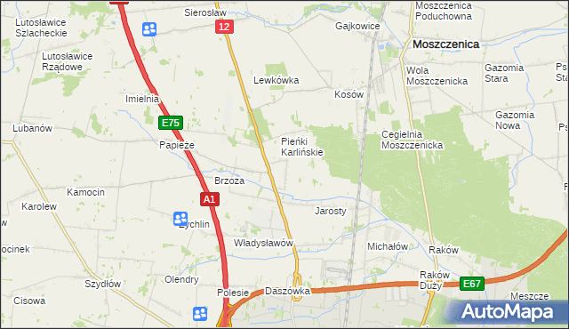 mapa Karlin gmina Moszczenica, Karlin gmina Moszczenica na mapie Targeo