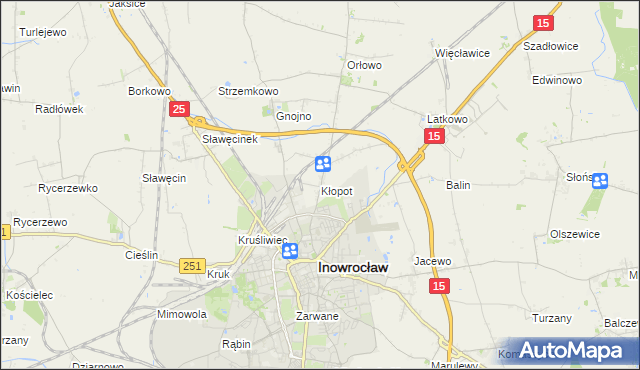 mapa Kłopot gmina Inowrocław, Kłopot gmina Inowrocław na mapie Targeo