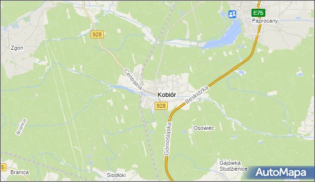 mapa Kobiór, Kobiór na mapie Targeo