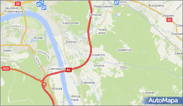 mapa Kopanino gmina Lubicz, Kopanino gmina Lubicz na mapie Targeo