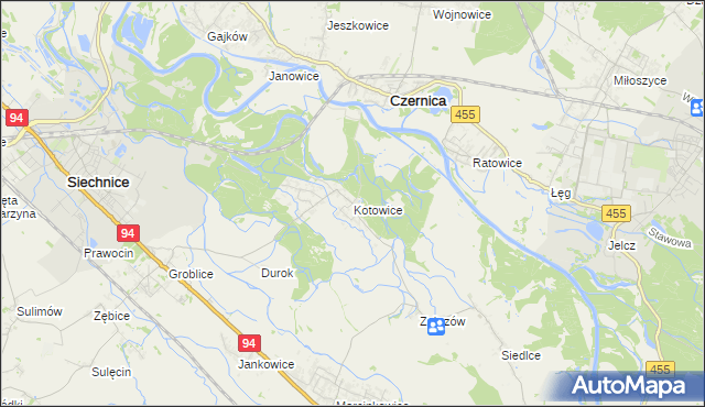 mapa Kotowice gmina Siechnice, Kotowice gmina Siechnice na mapie Targeo