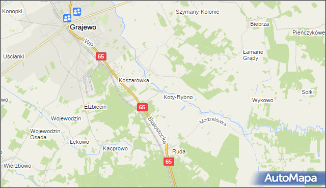 mapa Koty-Rybno, Koty-Rybno na mapie Targeo