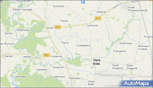 mapa Kowalewko gmina Stara Biała, Kowalewko gmina Stara Biała na mapie Targeo