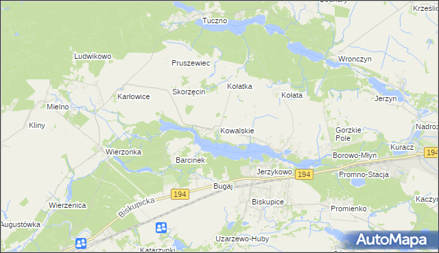 mapa Kowalskie gmina Pobiedziska, Kowalskie gmina Pobiedziska na mapie Targeo