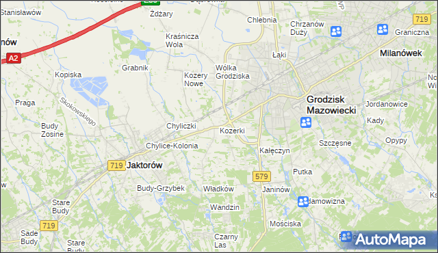 mapa Kozerki, Kozerki na mapie Targeo