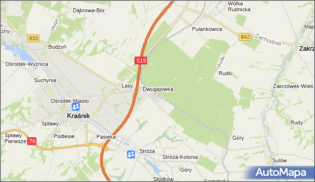 mapa Kraśnik powiat kraśnicki, Kraśnik powiat kraśnicki na mapie Targeo