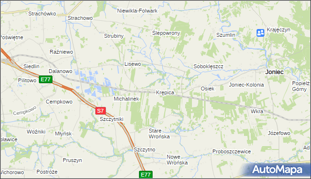 mapa Krępica gmina Płońsk, Krępica gmina Płońsk na mapie Targeo