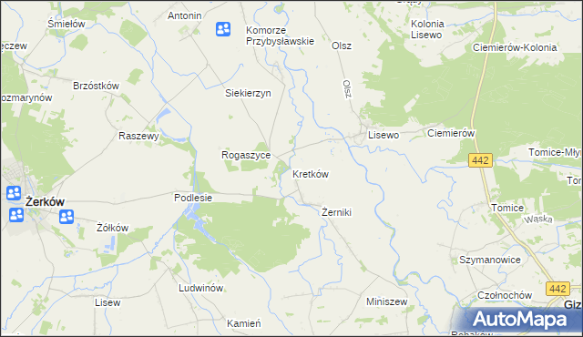 mapa Kretków, Kretków na mapie Targeo