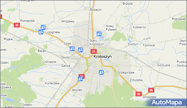 mapa Krotoszyna, Krotoszyn na mapie Targeo