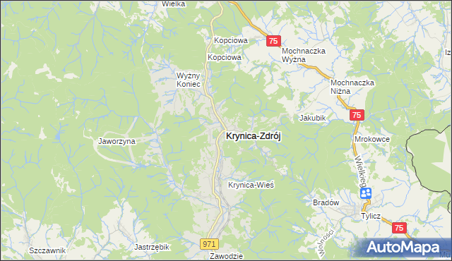 mapa Krynica-Zdrój, Krynica-Zdrój na mapie Targeo