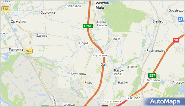 mapa Kryniczno gmina Wisznia Mała, Kryniczno gmina Wisznia Mała na mapie Targeo