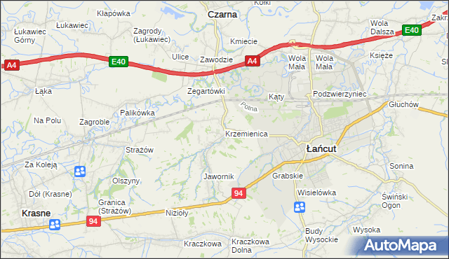 mapa Krzemienica gmina Czarna, Krzemienica gmina Czarna na mapie Targeo