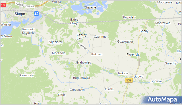 mapa Kukowo gmina Skępe, Kukowo gmina Skępe na mapie Targeo