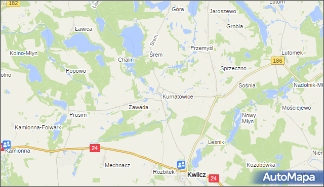 mapa Kurnatowice, Kurnatowice na mapie Targeo