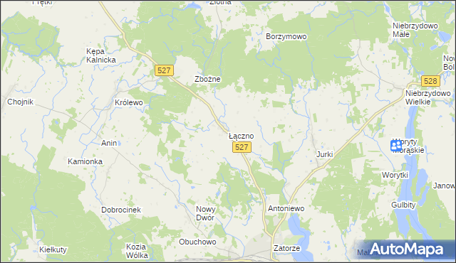 mapa Łączno gmina Morąg, Łączno gmina Morąg na mapie Targeo