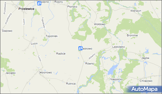 mapa Laskowo gmina Przelewice, Laskowo gmina Przelewice na mapie Targeo