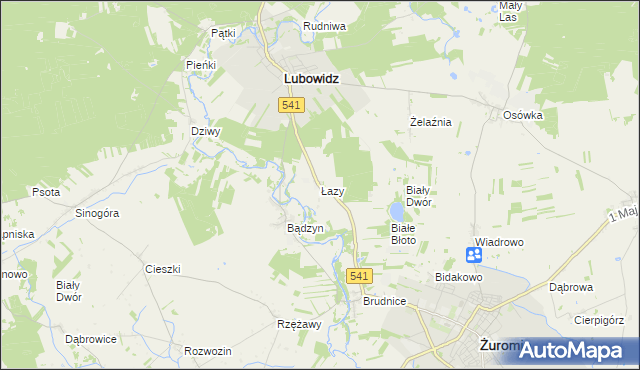 mapa Łazy gmina Lubowidz, Łazy gmina Lubowidz na mapie Targeo