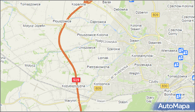 mapa Lipniak gmina Konopnica, Lipniak gmina Konopnica na mapie Targeo