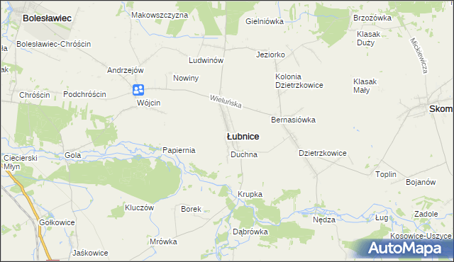 mapa Łubnice powiat wieruszowski, Łubnice powiat wieruszowski na mapie Targeo