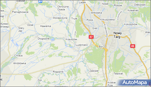 mapa Ludźmierz, Ludźmierz na mapie Targeo