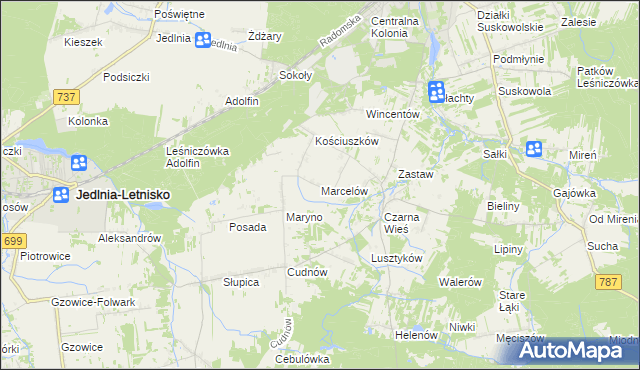 mapa Marcelów gmina Pionki, Marcelów gmina Pionki na mapie Targeo