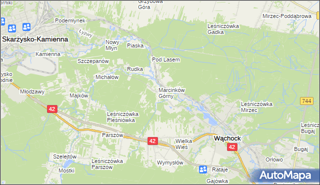 mapa Marcinków gmina Wąchock, Marcinków gmina Wąchock na mapie Targeo