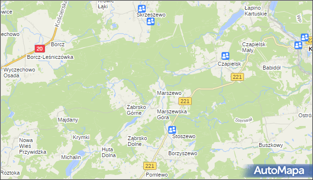 mapa Marszewo gmina Przywidz, Marszewo gmina Przywidz na mapie Targeo