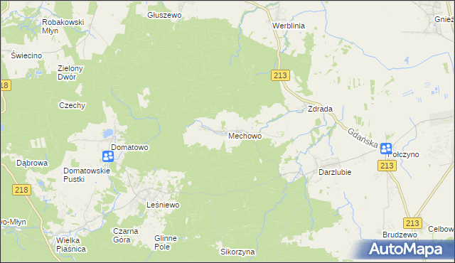 mapa Mechowo gmina Puck, Mechowo gmina Puck na mapie Targeo