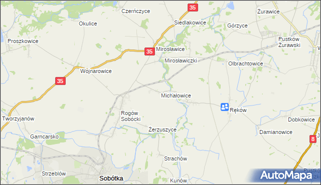 mapa Michałowice gmina Sobótka, Michałowice gmina Sobótka na mapie Targeo