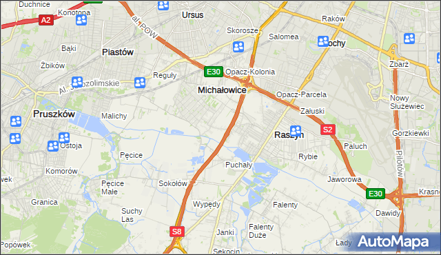 mapa Michałowice-Wieś, Michałowice-Wieś na mapie Targeo