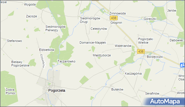 mapa Międzyborze gmina Pogorzela, Międzyborze gmina Pogorzela na mapie Targeo