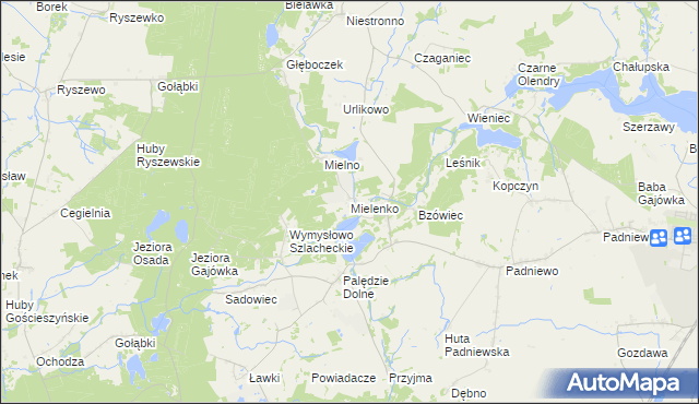 mapa Mielenko gmina Mogilno, Mielenko gmina Mogilno na mapie Targeo