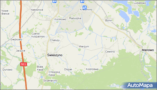 mapa Mierzym, Mierzym na mapie Targeo