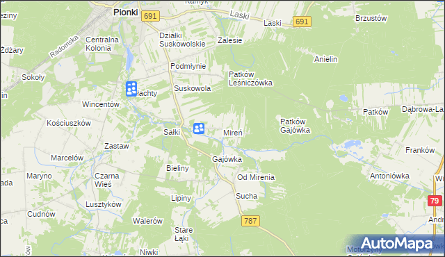 mapa Mireń, Mireń na mapie Targeo