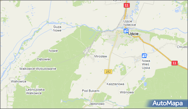 mapa Mirosław gmina Ujście, Mirosław gmina Ujście na mapie Targeo
