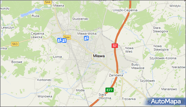 mapa Mława, Mława na mapie Targeo