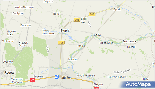 mapa Modła gmina Słupia, Modła gmina Słupia na mapie Targeo